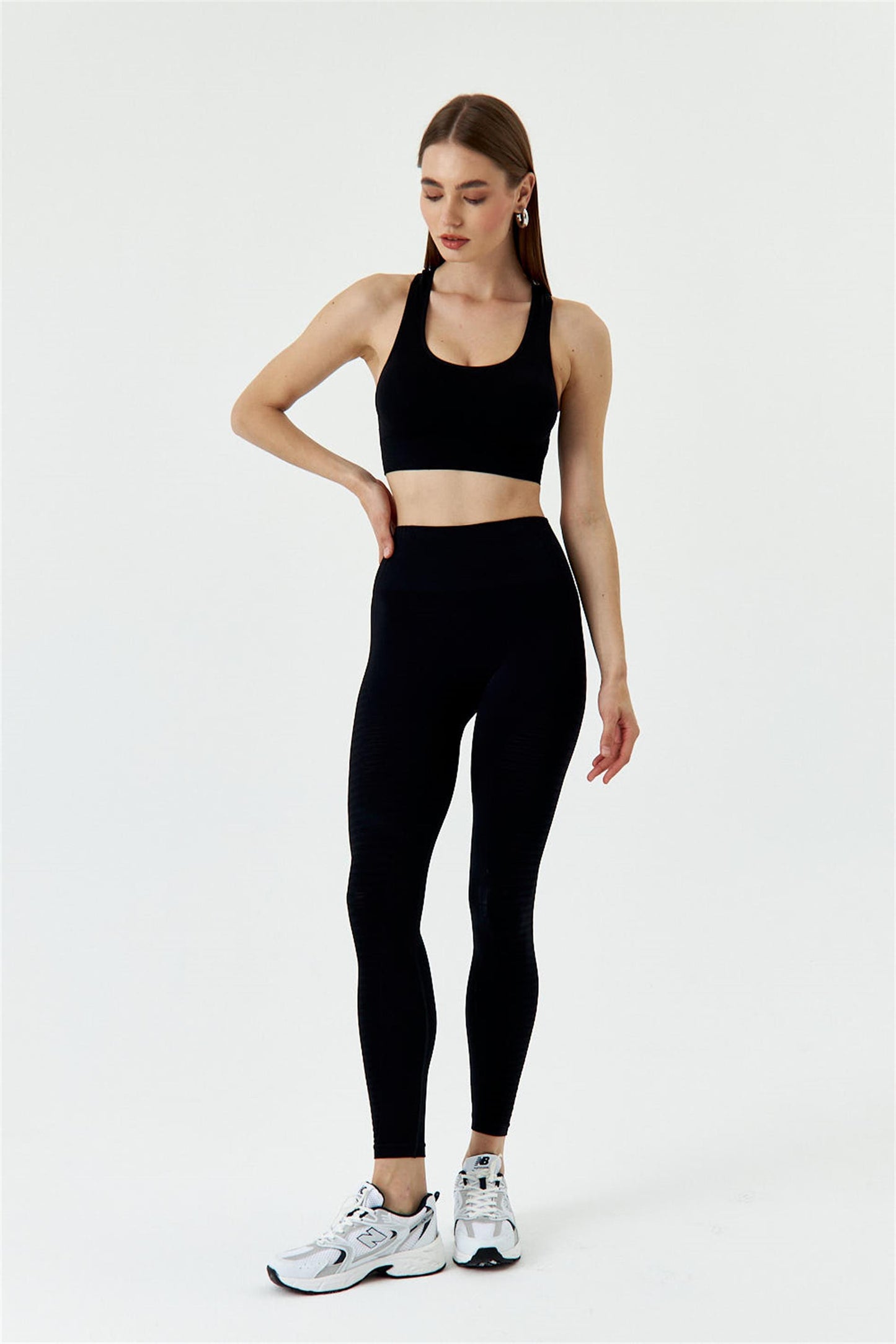 Seamless Spor Kısa Üst - Siyah