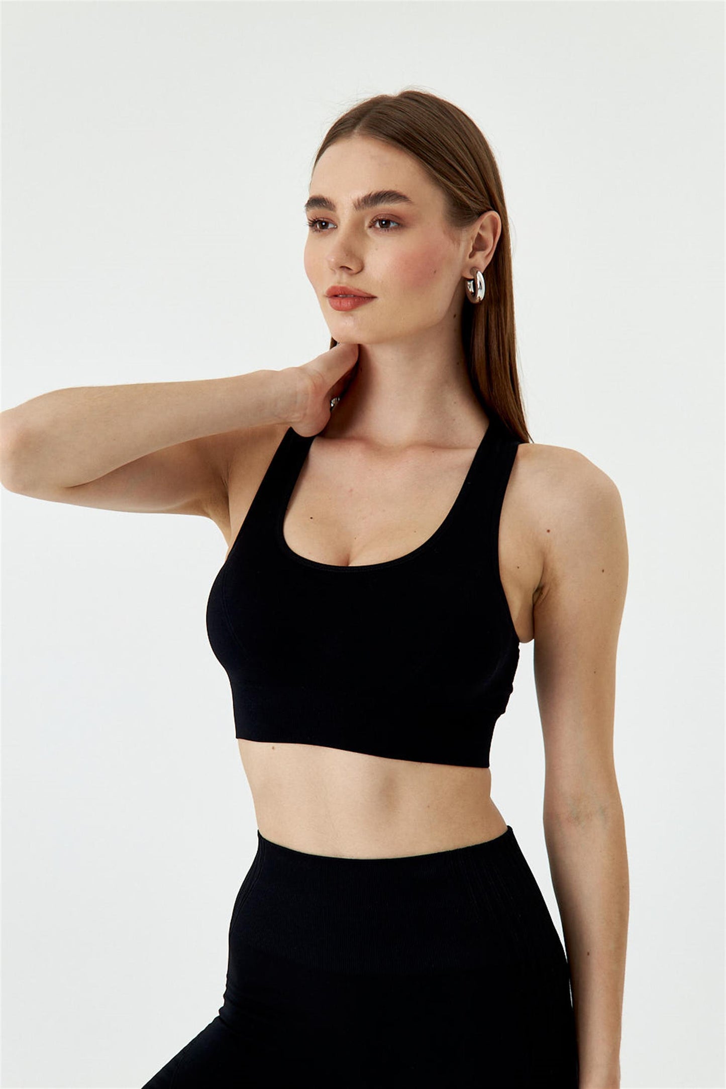 Seamless Spor Kısa Üst - Siyah