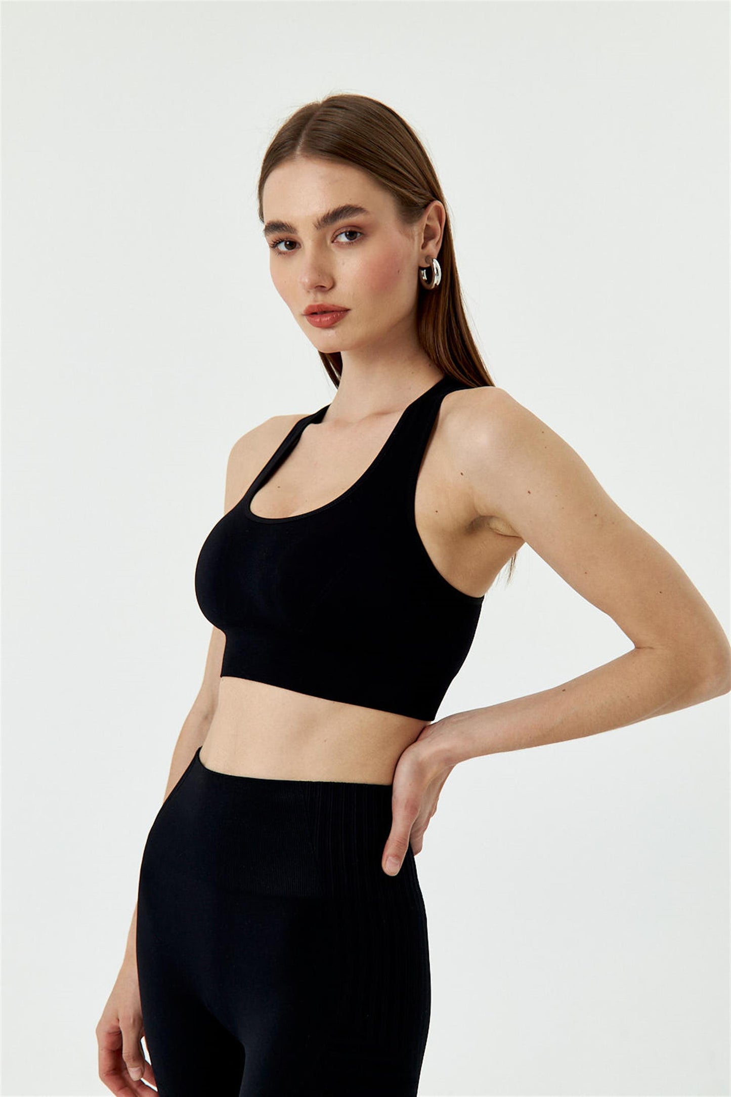 Seamless Spor Kısa Üst - Siyah