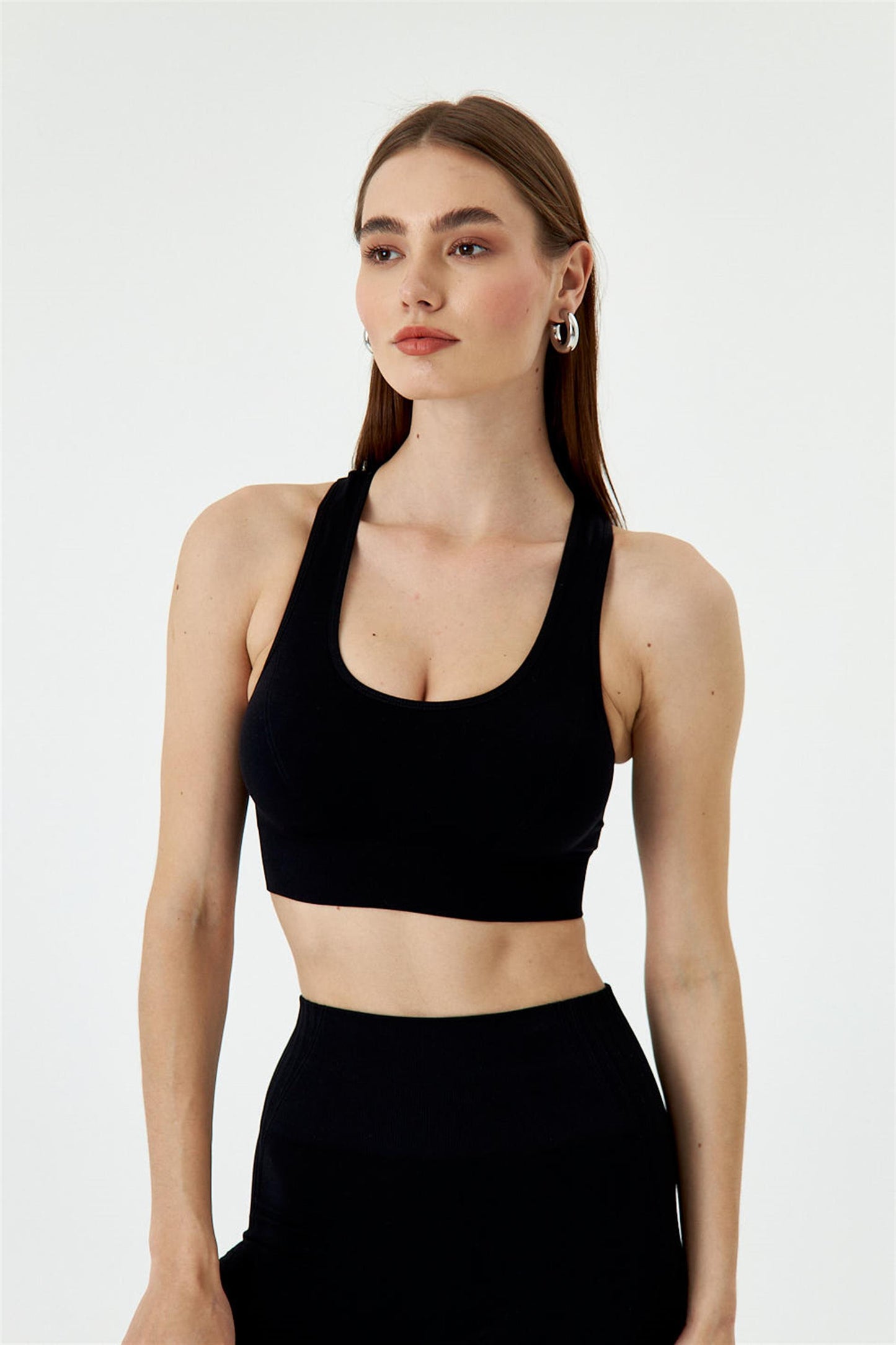 Seamless Spor Kısa Üst - Siyah