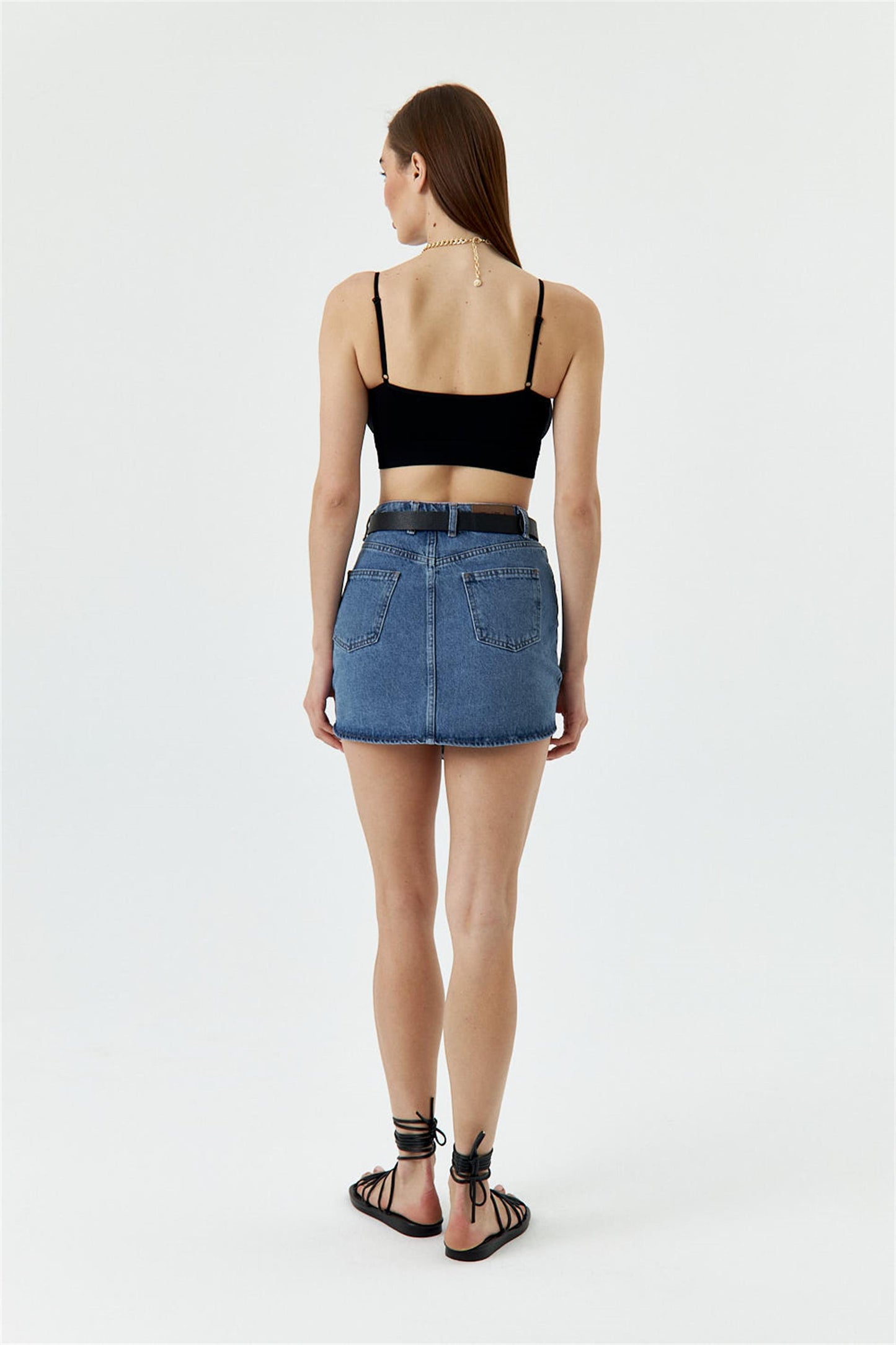 İnce Askılı Destekli Spor Büstiyer - Siyah