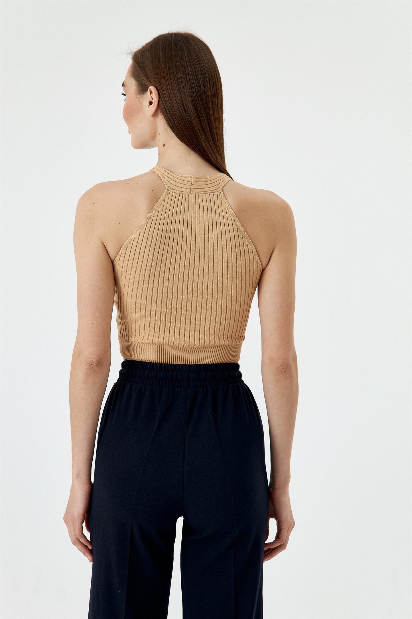 Kadife Örgü Kadın Kırpma - Bej